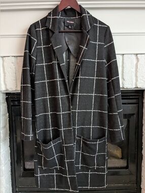Capsule Whimsygoth Windowpane Grid Love & Liberty Long Blazer Jacket